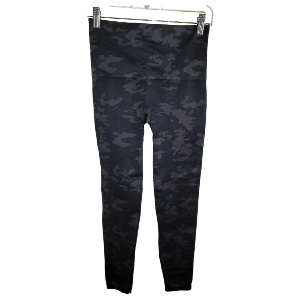 Spanx Camo Leggings Large Blue Gray Seamless Shaping Support - Picture 3 of 6